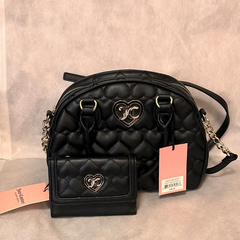 Chic Black Quilted Handbag and Wallet - Picture 1 of 5